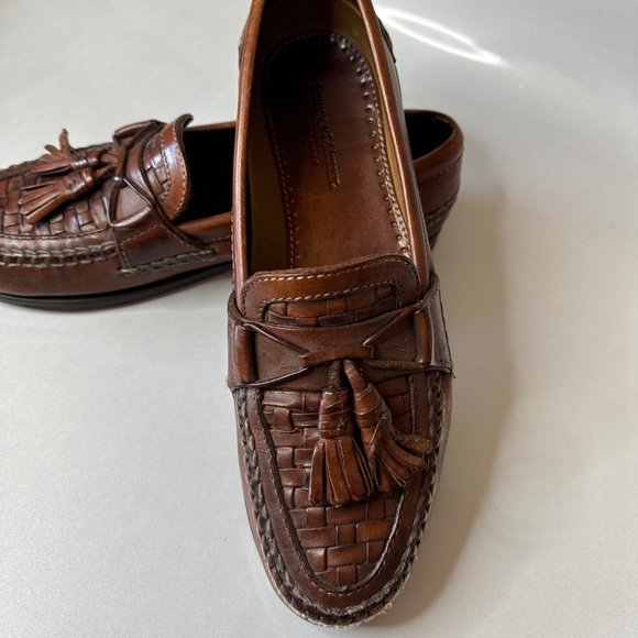 Johnston & Murphy Passport Brown Leather Tasseled Woven Loafers Men\'s 10.5 N main image 4